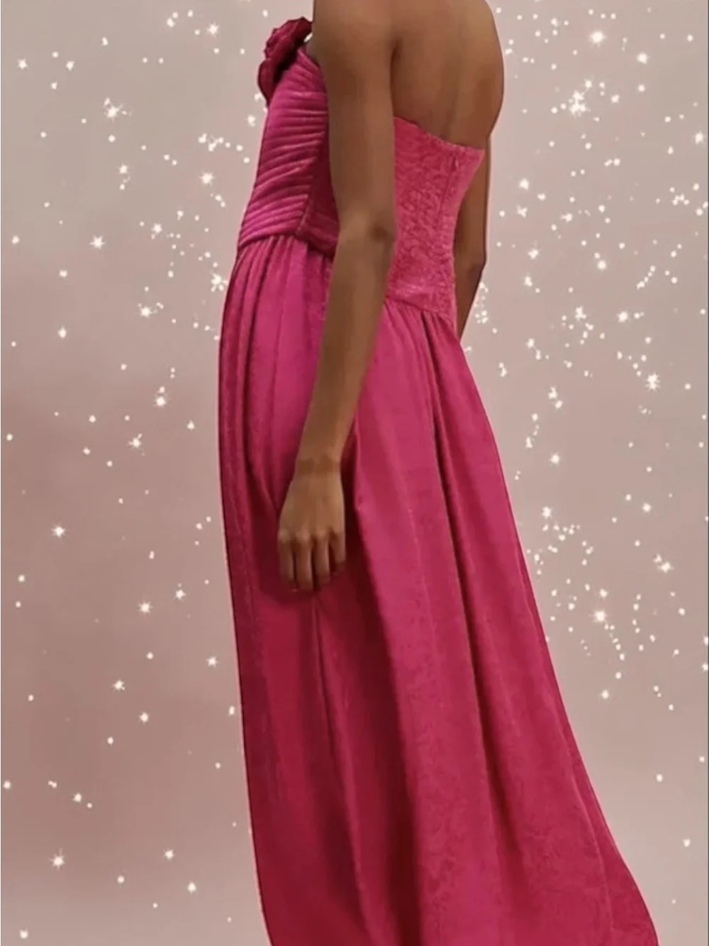 NWT Free People Make An Entrance Strapless Rosette Maxi Dress Fuchsia Size 8